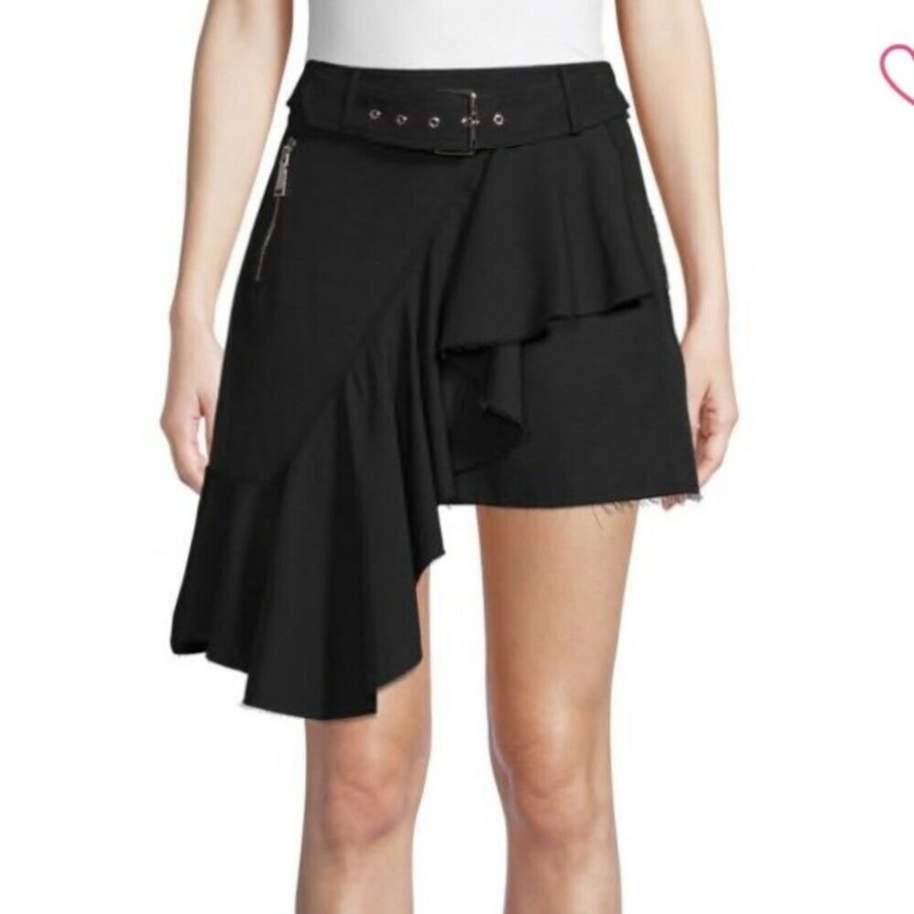 Divine Heritage Black Moto Ruffle Skirt sz XS